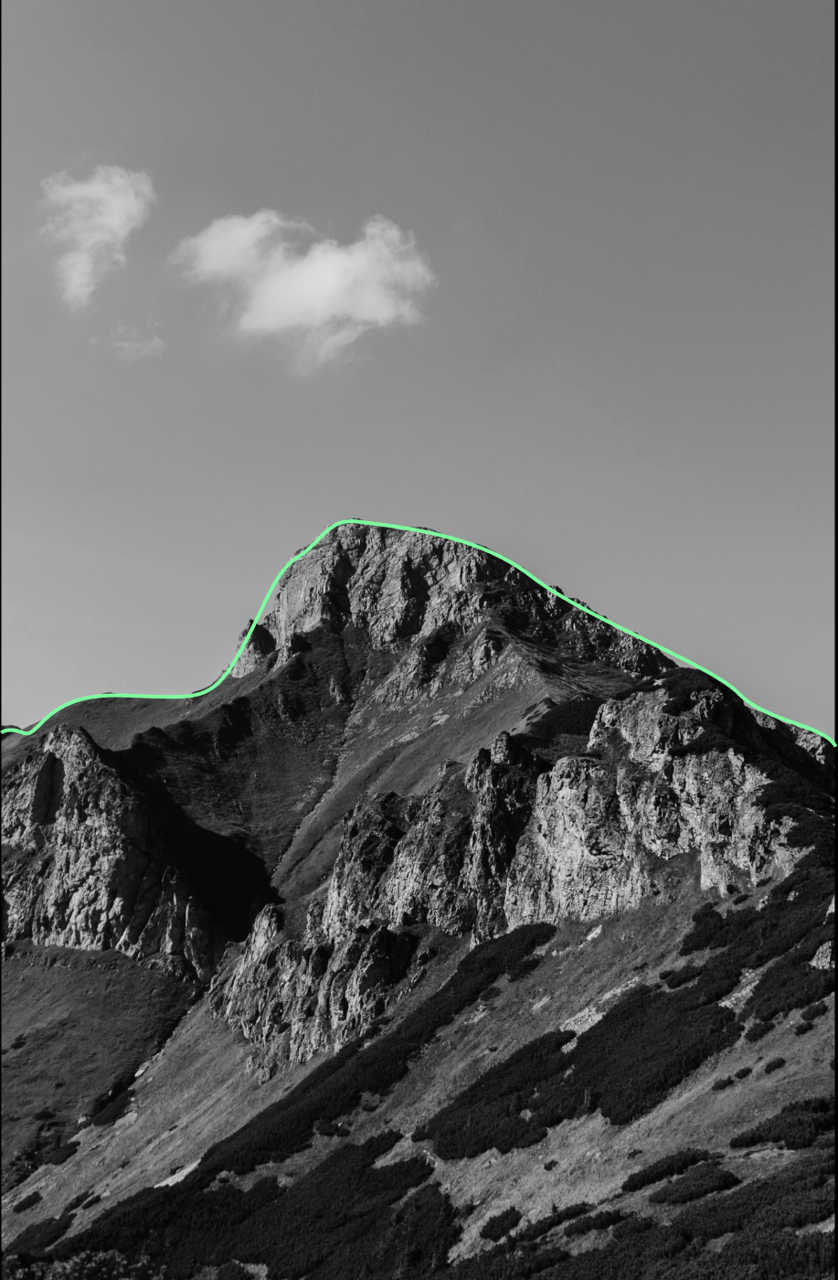 Montagne en noir et blanc